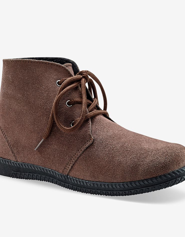 Bottines à lacet en croûte de cuir (marron) Bottines à lacet en croûte de cuir (marron)
