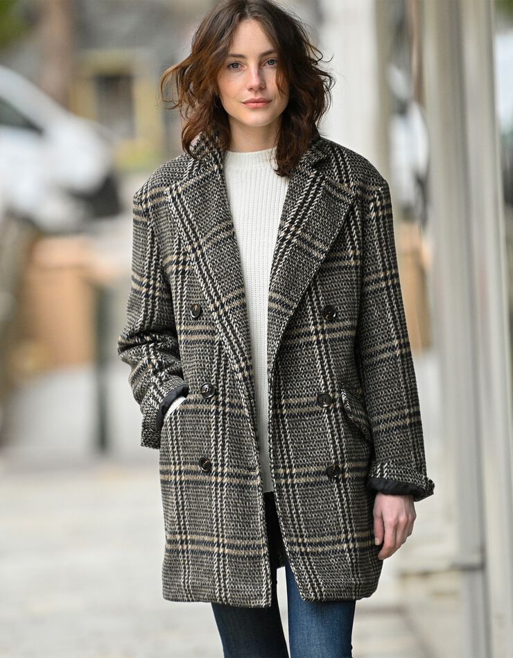 Manteau ample à carreaux (noir / beige) Manteau ample à carreaux (noir / beige)