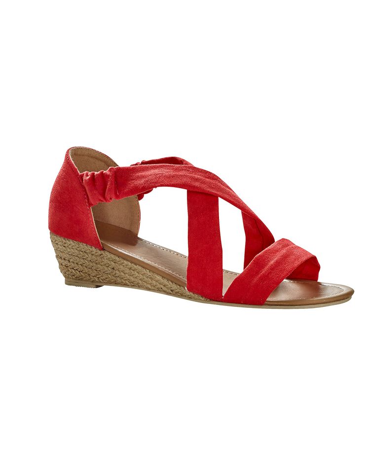 Sandales compensées dessus suédine (rouge) Sandales compensées dessus suédine (rouge)