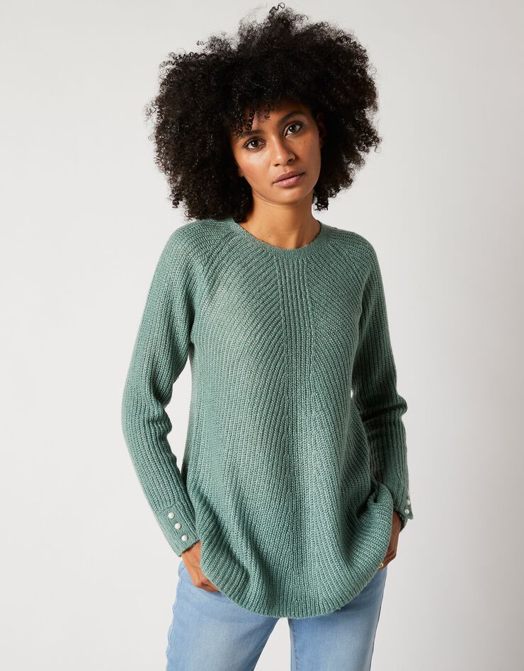 Pull évasé maille anglaise (kaki) Pull évasé maille anglaise (kaki)
