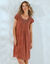 Robe décolleté macramé unie (rose thé)