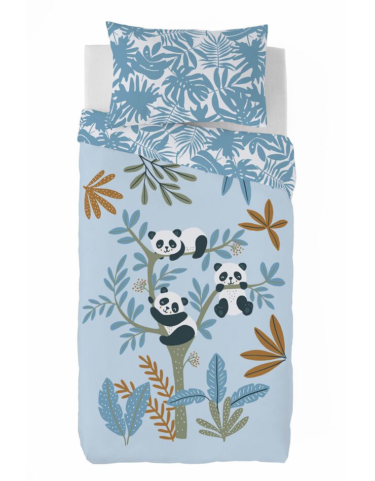 Couette enfant microfibre pandas 200 g/m² (bleu)