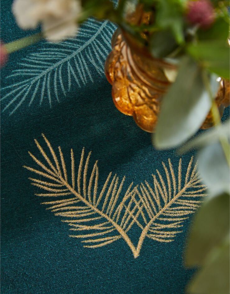 Nappe imprimée feuillage doré (vert / doré) Nappe imprimée feuillage doré (vert / doré)