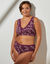 Soutien-gorge grand maintien coton imprimé fleuri "Capella" - sans armatures (prune)