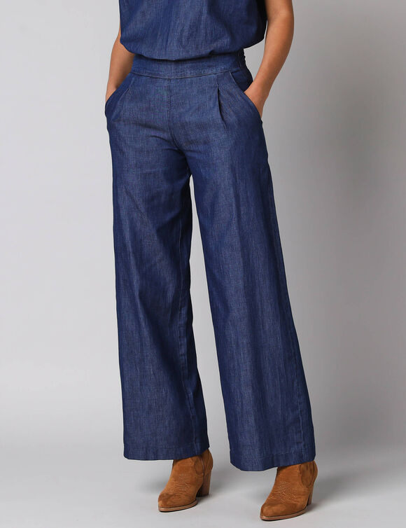 Pantalon large en denim l&eacute;ger (stone)