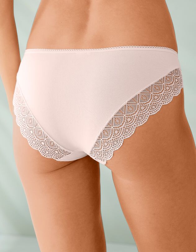 Culotte forme midi coton uni stretch et dentelle - lot de 3 (noir + nude + blanc)