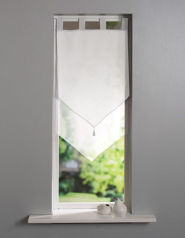 Vitrage voile double uni forme pointe finition pattes (blanc / blanc)
