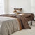 Linge de lit Pierre en coton imprimé pied de poule (beige)