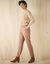Pantalon 7/8ème fuselé rayé (noisette / blanc)