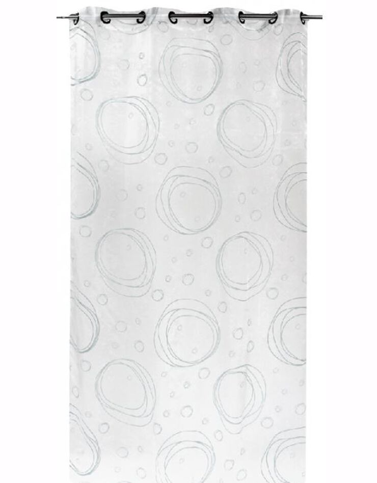 Voilage imprimé bulle argentée (blanc / gris)