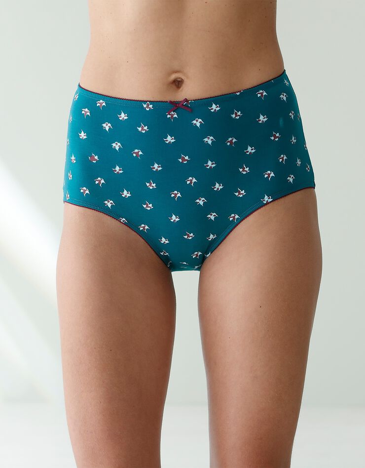 Culotte maxi coton imprimé "fleur de lys" - lot de 4 (émeraude / bordeaux) Culotte maxi coton imprimé "fleur de lys" - lot de 4 (émeraude / bordeaux)