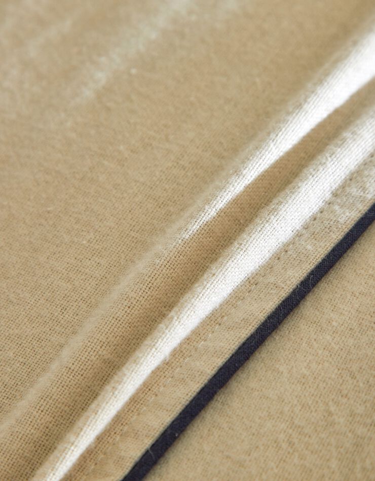 Linge de lit uni flanelle passepoil contrasté, collection "Intemporelle" (beige)