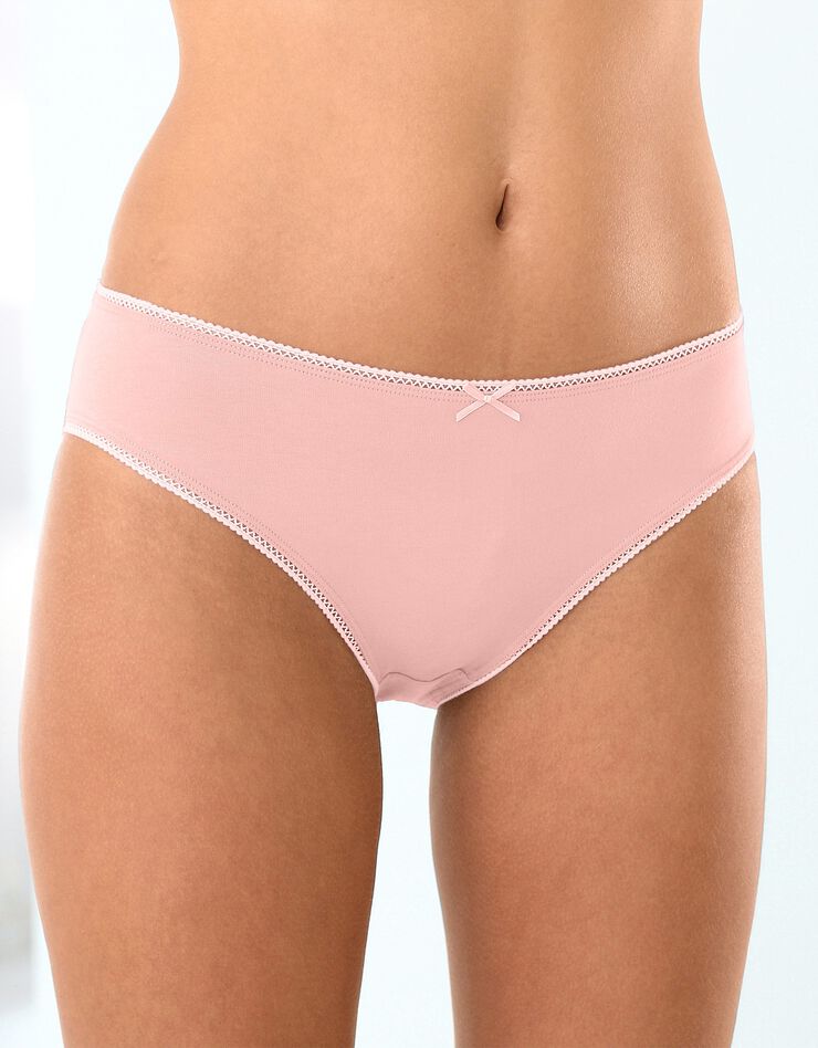 Culotte forme midi en coton uni + imprimé – Lot de 4 (beige / corail) Culotte forme midi en coton uni + imprimé – Lot de 4 (beige / corail)