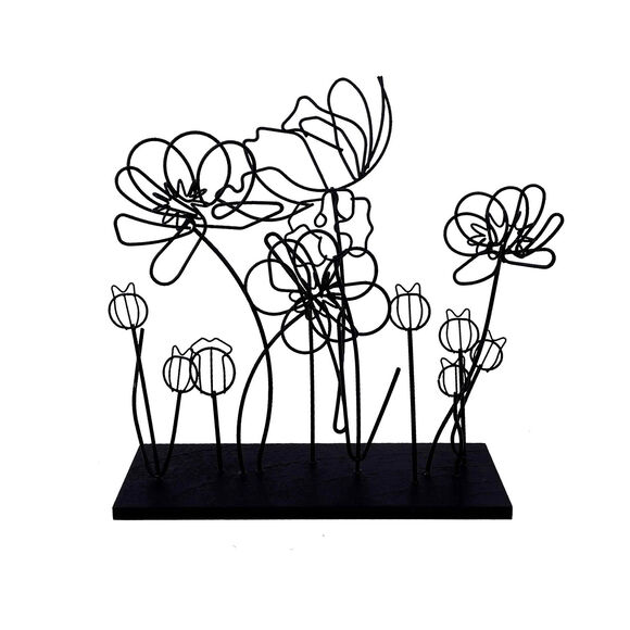 D&eacute;co fleurs m&eacute;tal filaire GM (noir)