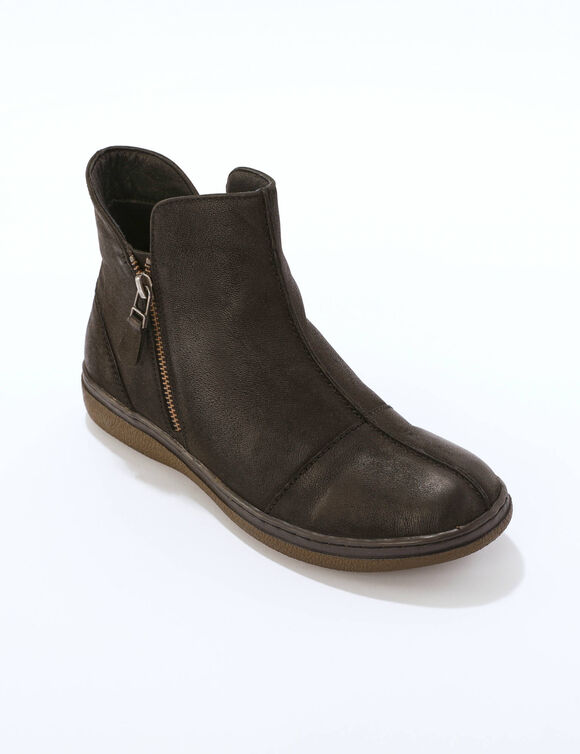 Boots zipp&eacute;es en cuir (noir)