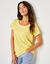 T-shirt col rond manches courtes uni coton (jaune pâle)
