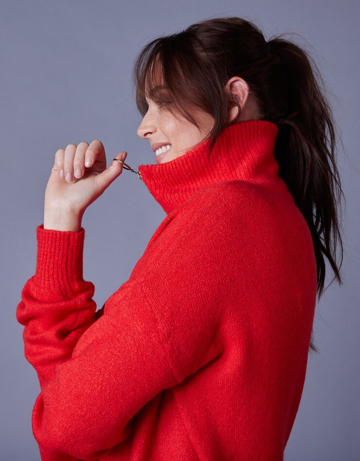 Pull tunique col camionneur (rouge) Pull tunique col camionneur (rouge)