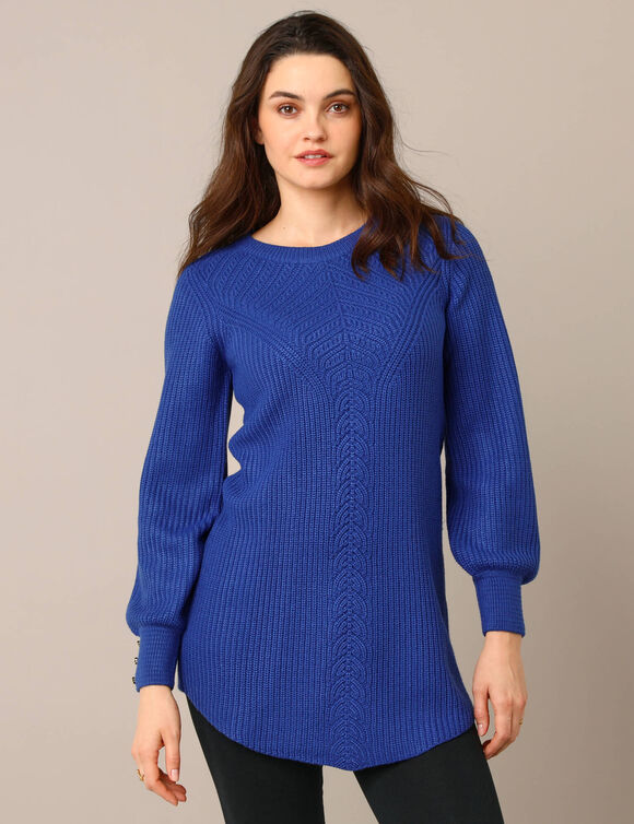 Pull-tunique maille fantaisie  (bleu roy)