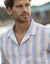 Chemise col bowling boutonnée manches courtes (bleu)