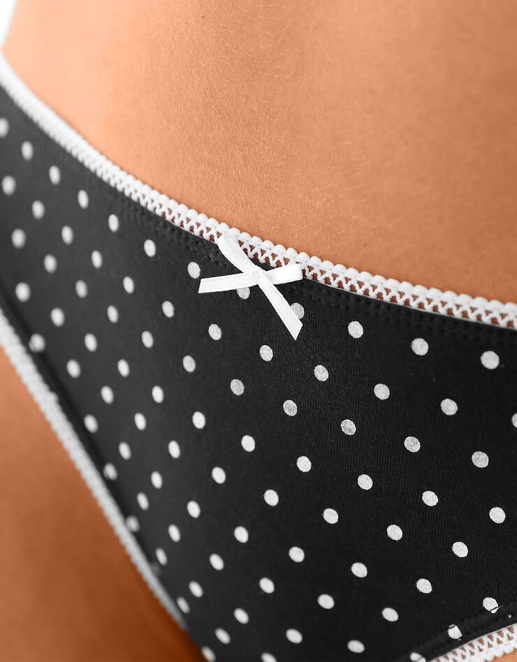 Slip coton imprimé motifs à pois assortis – Lot de 4 (noir / blush)