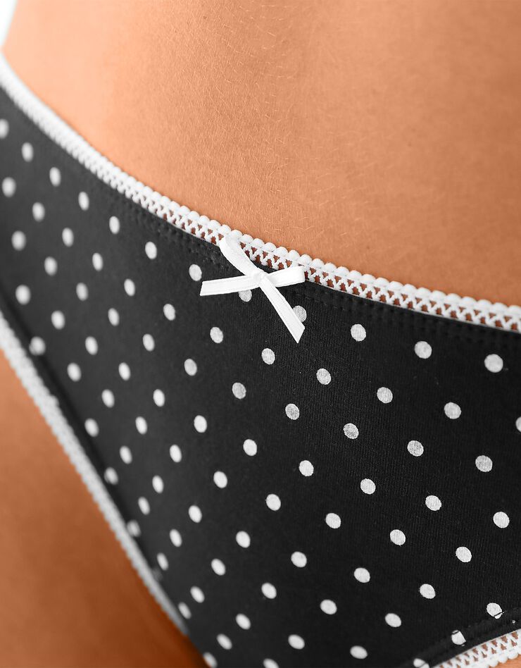 Slip coton imprimé motifs à pois assortis – Lot de 4 (noir / blush) Slip coton imprimé motifs à pois assortis – Lot de 4 (noir / blush)