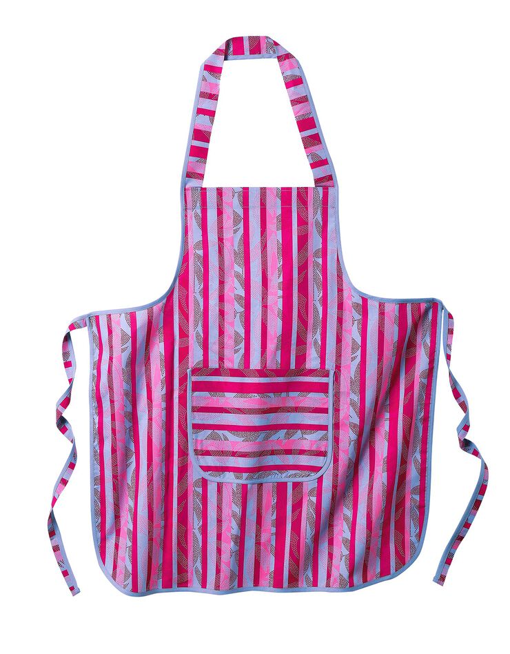 Tablier cuisine rayé forme bavette (rose)