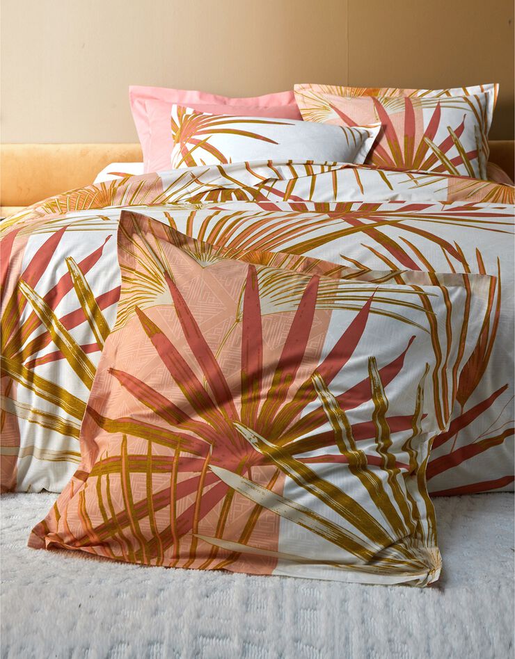 Linge de lit Palme en coton à motifs feuilles de palmes (terracotta)