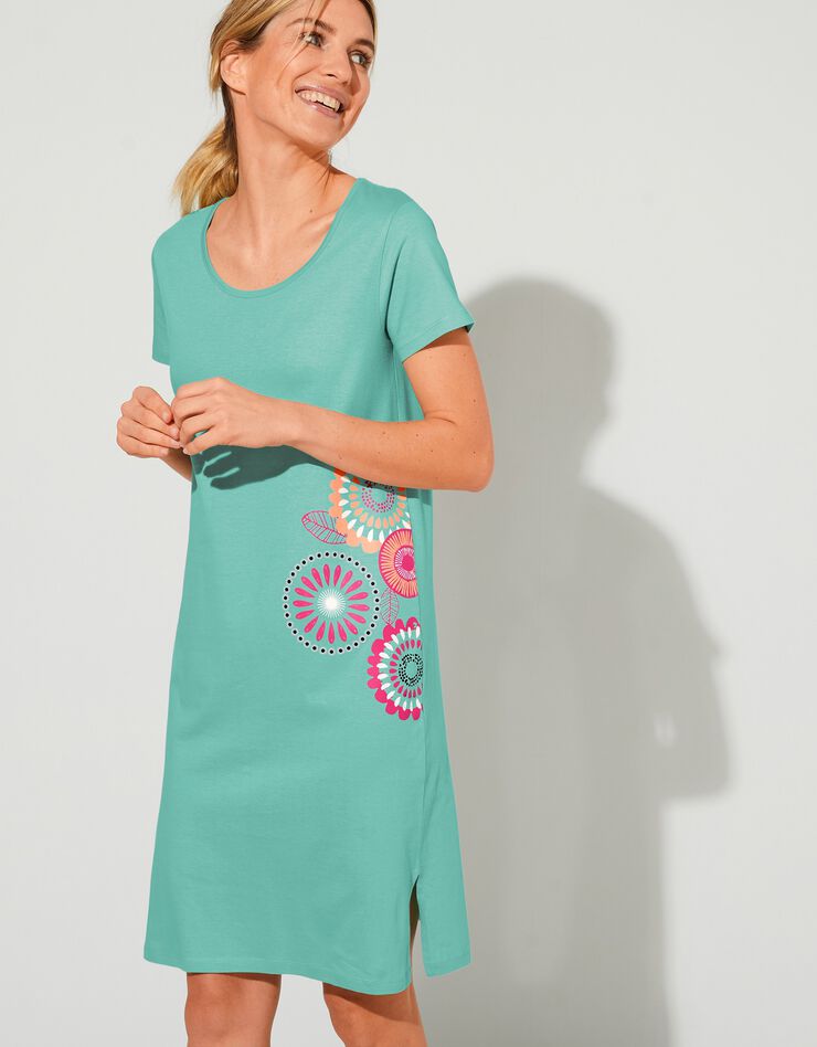 Chemise de nuit courte imprimé rosaces (lagon) Chemise de nuit courte imprimé rosaces (lagon)