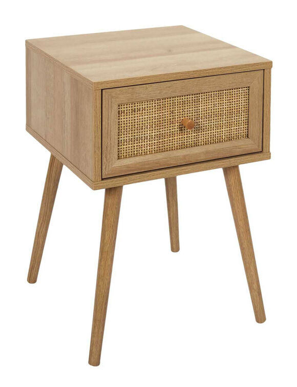 Table de chevet bois - 1 tiroir cannage rotin (naturel)