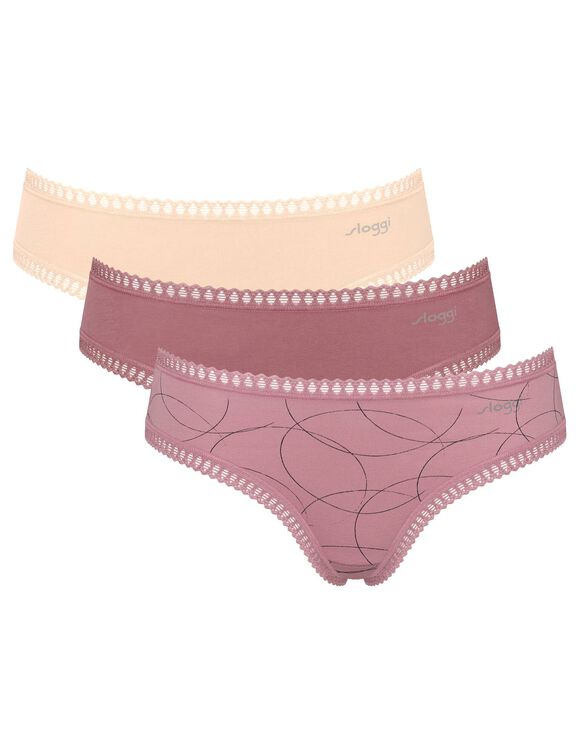 Culotte hipster stretch et dentelle "Go Crush" - Lot de 3 (rose)