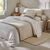 Linge de lit Constance en coton imprimé feuilles (sable)