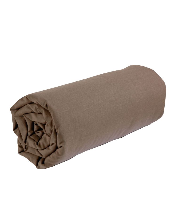 Drap-housse uni coton bonnet 32 cm (taupe)
