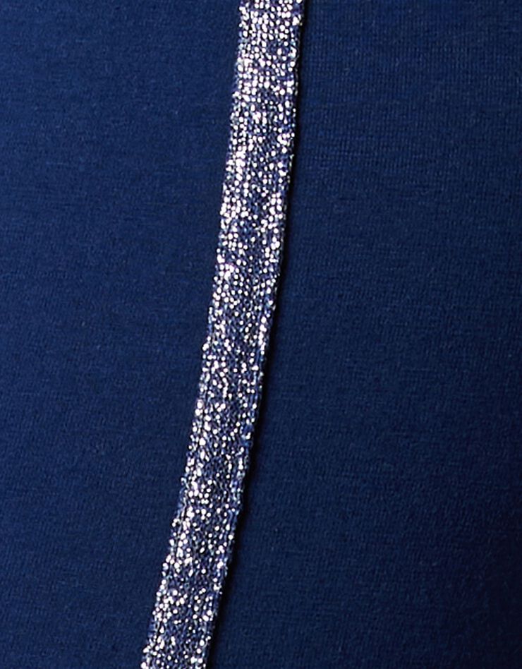 Legging uni bande côté brillante, maille (marine) Legging uni bande côté brillante, maille (marine)
