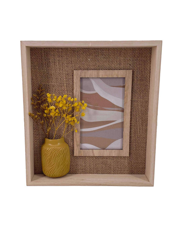 Cadre-photo avec vase et fleurs séchées (naturel)