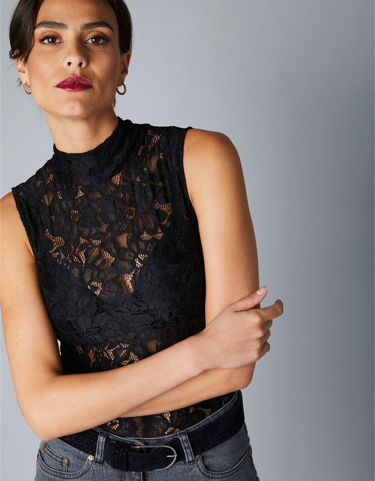 Body en dentelle, col montant (noir) Body en dentelle, col montant (noir)