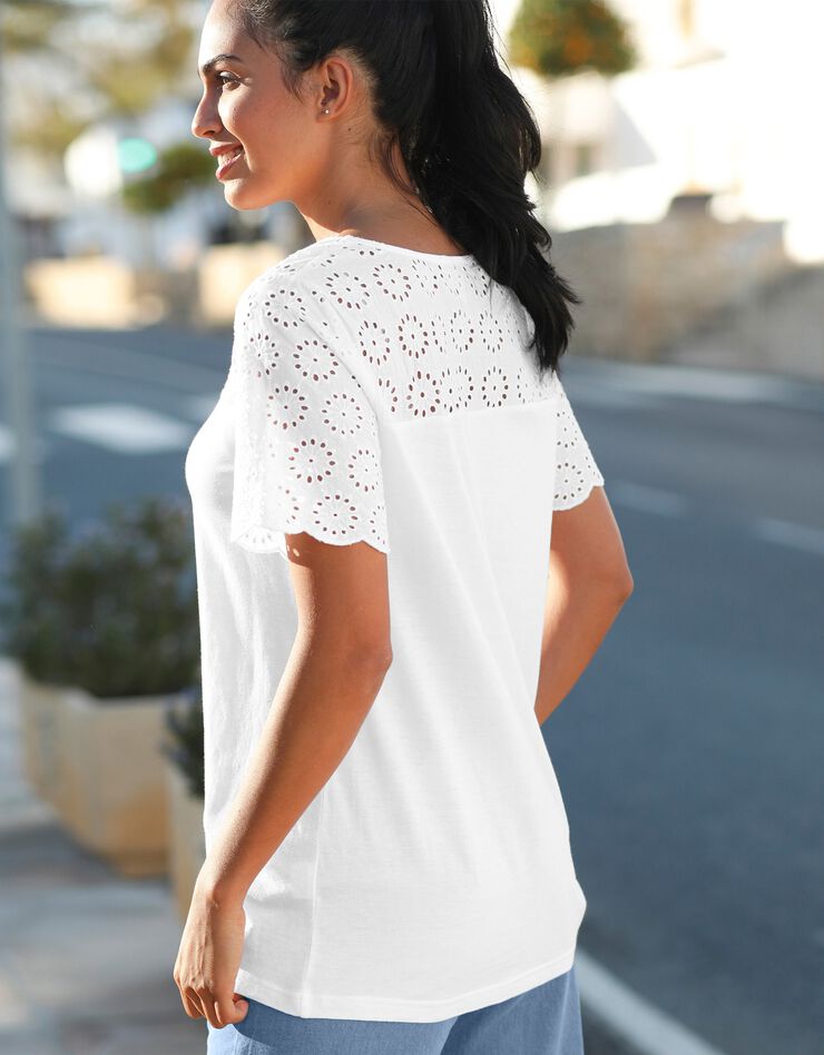 Tee-shirt broderie anglaise (blanc) Tee-shirt broderie anglaise (blanc)
