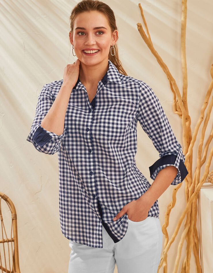 Chemisier vichy, coton (marine / blanc) Chemisier vichy, coton (marine / blanc)