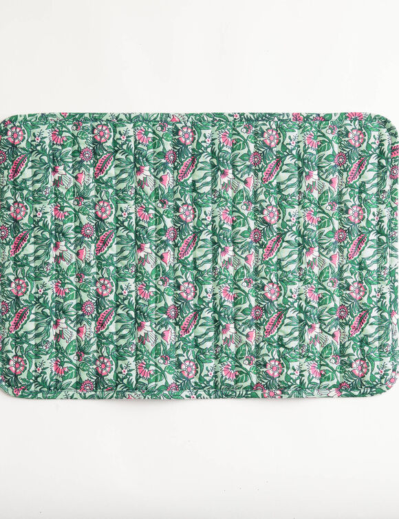 Set de table matelass&eacute; r&eacute;versible - lot de 2 (vert)