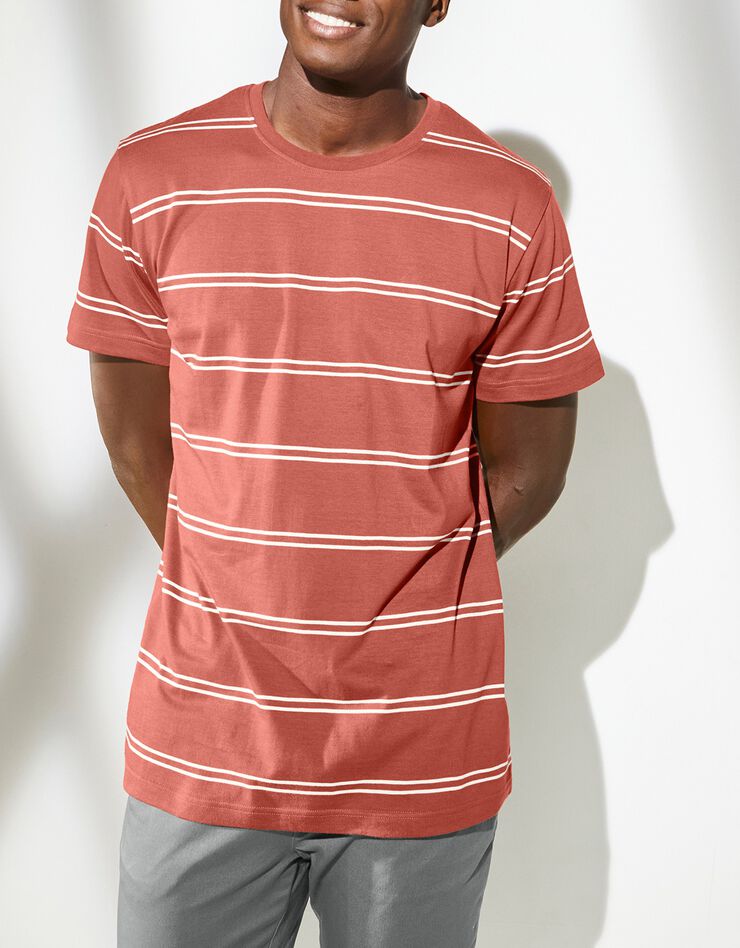Tee-shirt rayé manches courtes (orange)