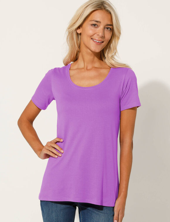 T-shirt uni col rond, coton biologique(**) (violine)