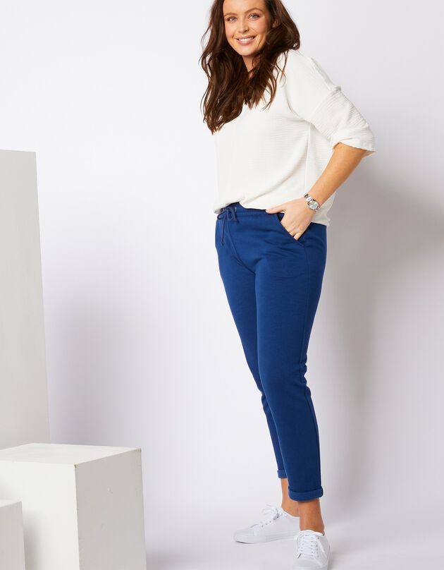 Pantalon jogging molleton gratté - uni (indigo) Pantalon jogging molleton gratté - uni (indigo)