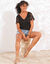 T-shirt manches courtes, macramé (noir)