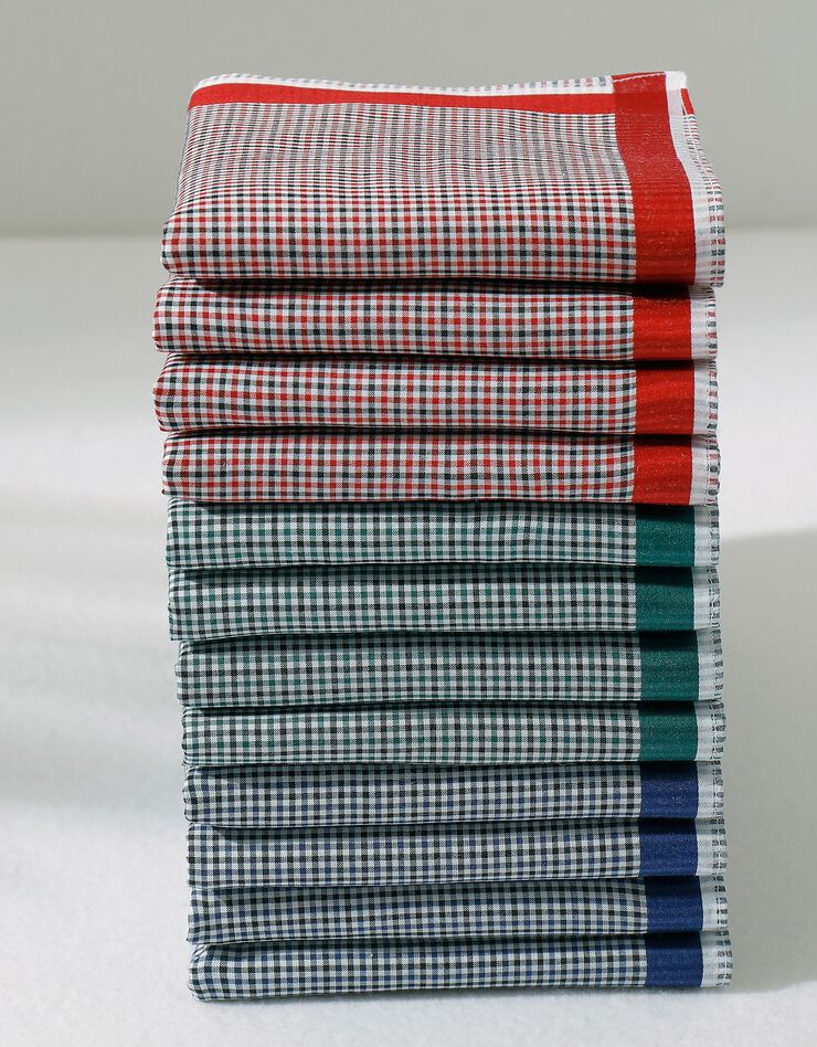 Mouchoirs à carreaux lot de 6 ou lot de 12 (bleu + rouge + vert) Mouchoirs à carreaux lot de 6 ou lot de 12 (bleu + rouge + vert)