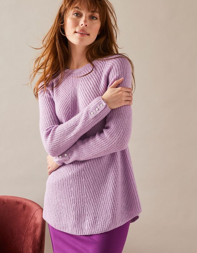 Pull évasé maille anglaise (parme)