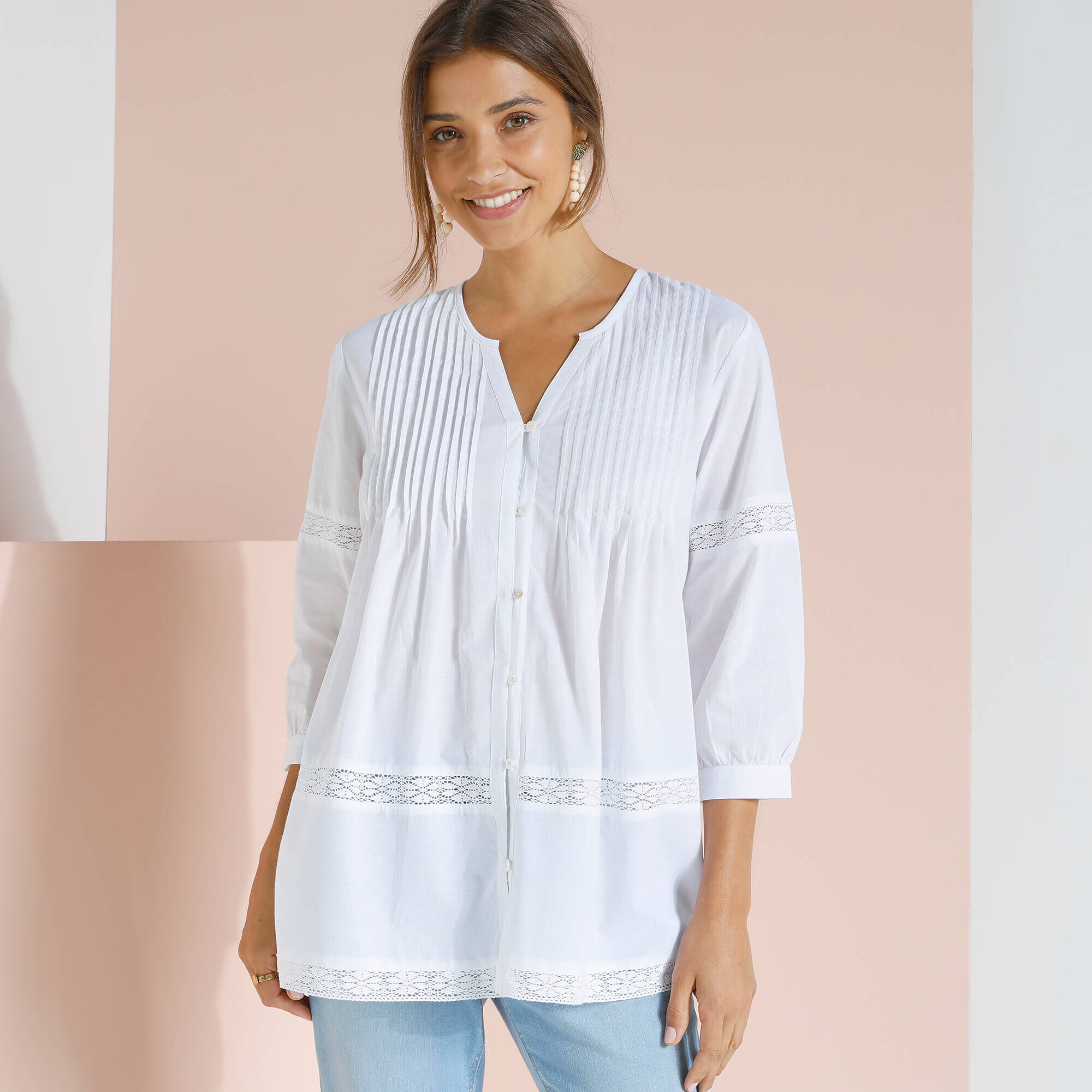 Tunic Femme Si Belle Et - Taille 50, Noir Et Blanc Motif Géométrique, NEUVE Avec étiquette
