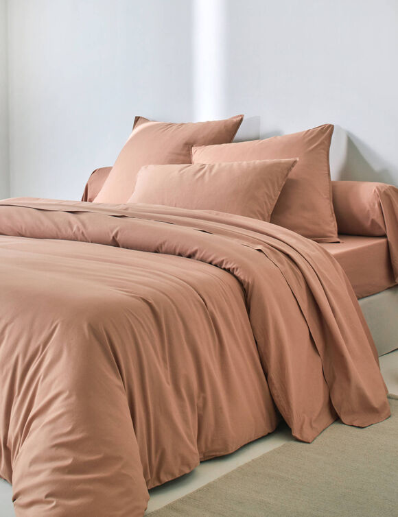 Linge de lit uni - coton lav&eacute; 57 fils/cm&sup2; (praline)