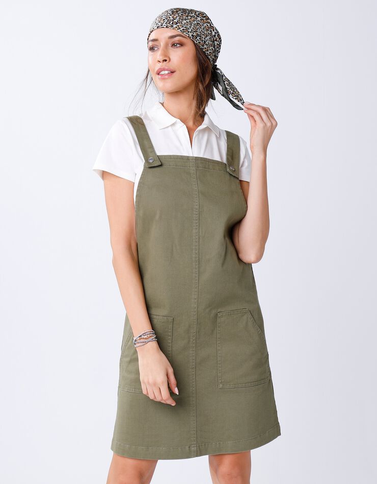 Robe chasuble denim stretch (kaki)