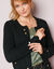 Gilet maille fantaisie boutons dorés vieillis (noir)