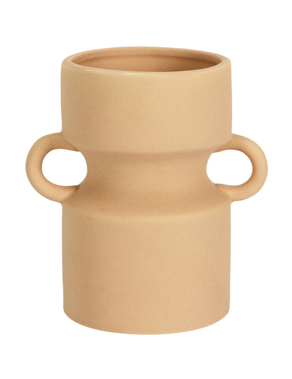 Vase en céramique 2 anses, hauteur 15,5 cm (terre)
