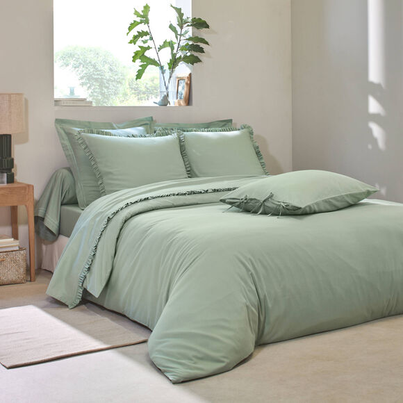 Linge de lit uni percale (vert amande)